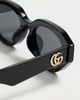 Gucci Gucci Oval Sunglasses Black-Black-Grey One - 5