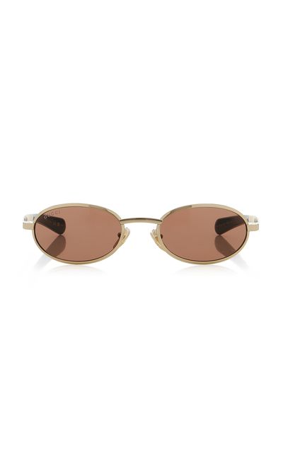 Gucci Gucci OvalFrame Metal Sunglasses Gold OS