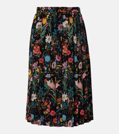 Gucci Gucci Pleated floral silk midi skirt