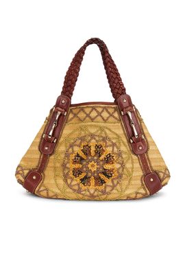 gucci Gucci Raffia Pelham Embroidered Hobo Bag