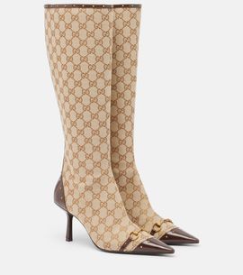 Gucci Gucci Savoy GG canvas knee-high boots
