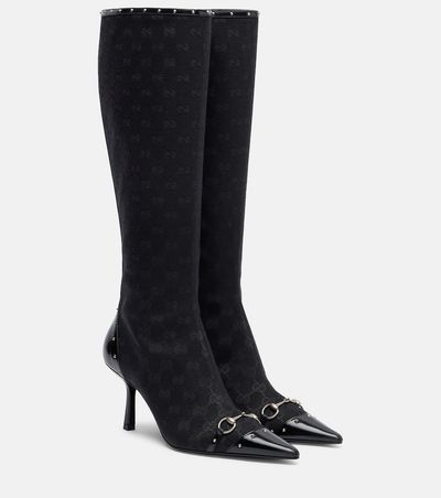 Gucci Gucci Savoy Horsebit GG canvas knee-high boots
