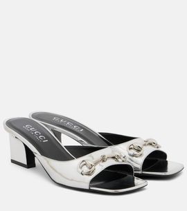 Gucci Gucci Signora Horsebit metallic leather mules