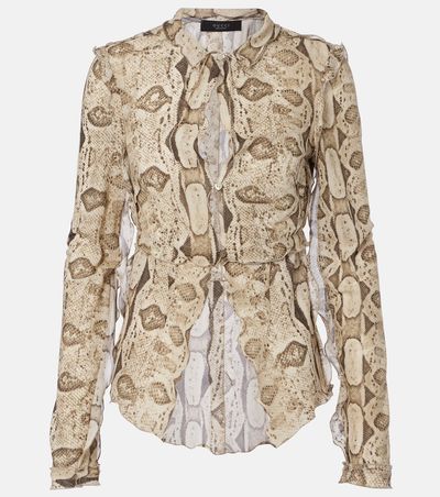 Gucci Gucci Snake-print silk blouse