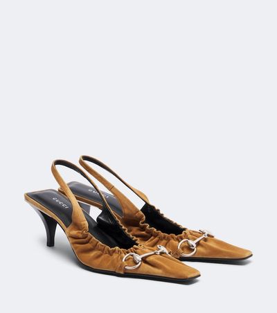 Gucci Gucci Vittoria Horsebit suede slingback pumps