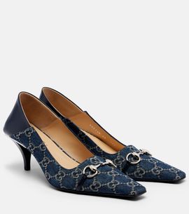 Gucci Gucci Vittoria leather-trimmed denim pumps