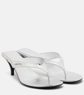 Gucci Gucci Vittoria metallic leather thong sandals