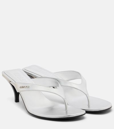Gucci Gucci Vittoria metallic leather thong sandals