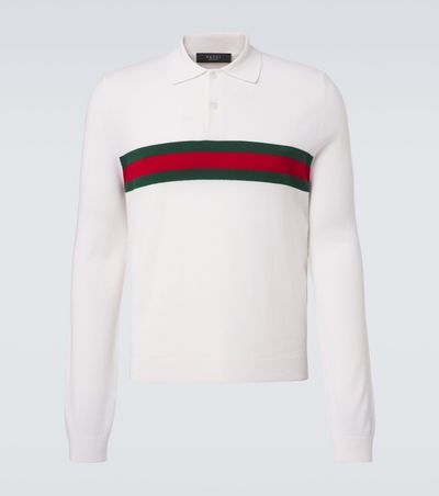 Gucci Gucci Web Stripe cashmere polo shirt