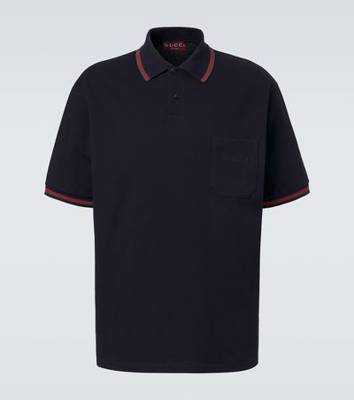 Gucci Gucci Web Stripe cotton-blend piqué polo shirt