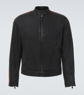 Gucci Gucci Web Stripe denim biker jacket