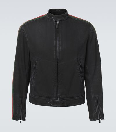 Gucci Gucci Web Stripe denim biker jacket