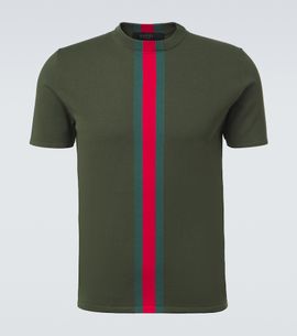 Gucci Gucci Web Stripe knitted cotton T-shirt