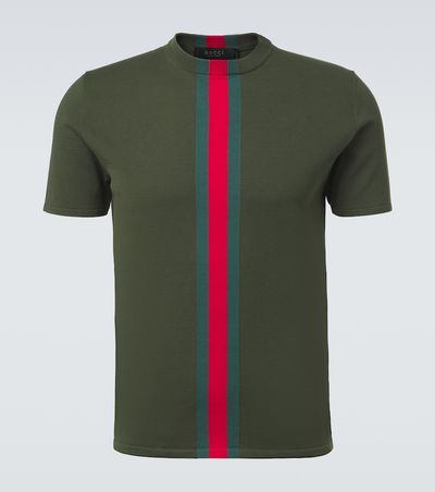 Gucci Gucci Web Stripe knitted cotton T-shirt