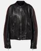Gucci Gucci Web Stripe leather biker jacket - 1
