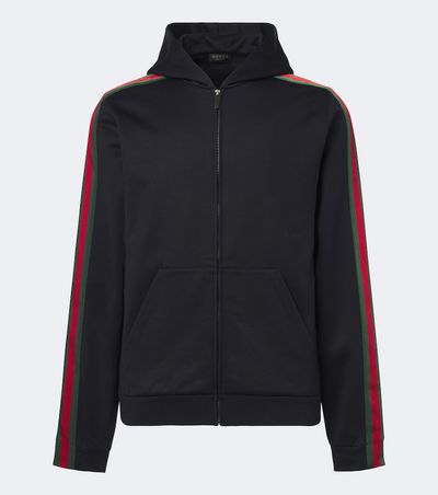 Gucci Gucci Web Stripe silk and cotton jersey hoodie