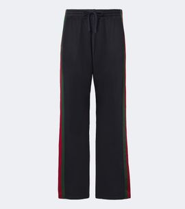Gucci Gucci Web Stripe silk and cotton wide-leg pants