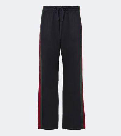 Gucci Gucci Web Stripe silk and cotton wide-leg pants
