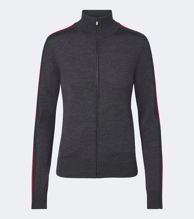 Gucci Gucci Web Stripe wool zip-up cardigan