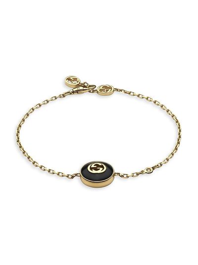 Gucci Gucci Women's Interlocking G 18K Yellow Gold, Black Onyx & 0.008 TCW Diamond Bracelet