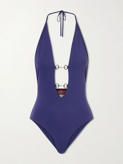 GUCCI Horsebit-embellished halternek swimsuit