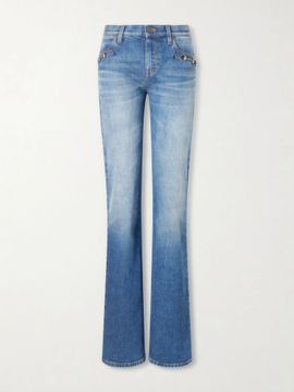 GUCCI Horsebit-embellished low-rise flared jeans