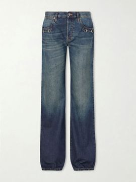 GUCCI Horsebit-embellished mid-rise wide-leg jeans