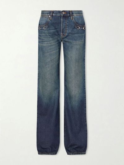 GUCCI Horsebit-embellished mid-rise wide-leg jeans