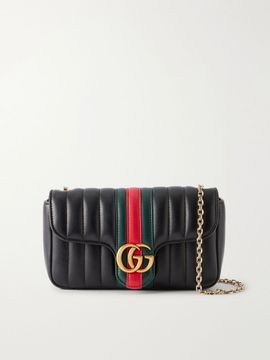 GUCCI Jetset GG Marmont web-trimmed quilted leather crossbody bag