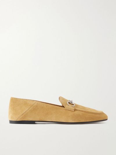 GUCCI Jordaan horsebit-embellished suede loafers