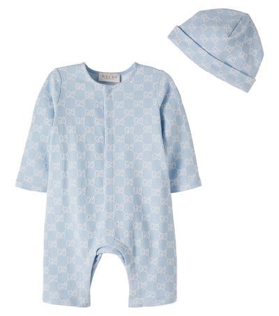 Gucci Kids Gucci Kids Baby GG cotton piqué onesie and beanie set
