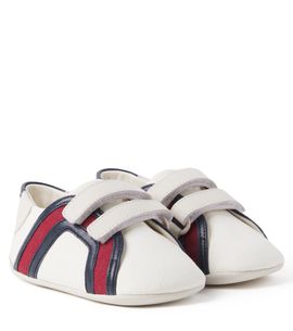 Gucci Kids Gucci Kids Baby suede-trimmed canvas sneakers