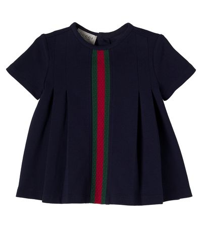 Gucci Kids Gucci Kids Baby Web Stripe cotton-blend piqué dress