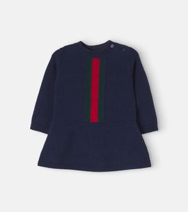 Gucci Kids Gucci Kids Baby Web Stripe virgin wool dress
