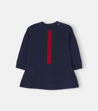 Gucci Kids Gucci Kids Baby Web Stripe virgin wool dress