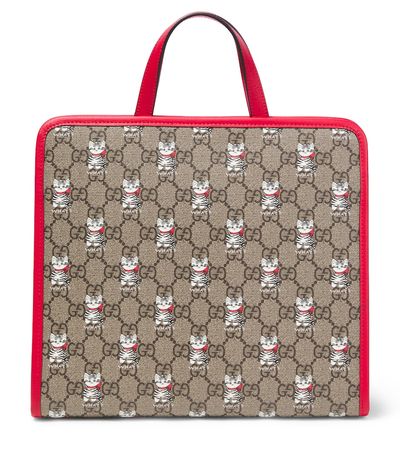 Gucci Kids Gucci Kids GG leather-trimmed canvas tote bag