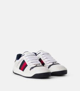 Gucci Kids Gucci Kids Screener Web Stripe leather sneakers