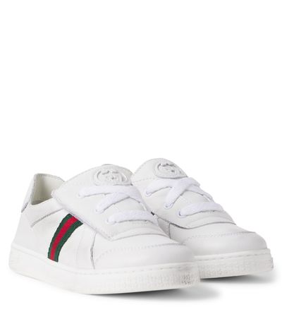 Gucci Kids Gucci Kids Stretch Web Stripe leather sneakers