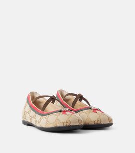 Gucci Kids Gucci Kids Web Stripe GG canvas ballet flats