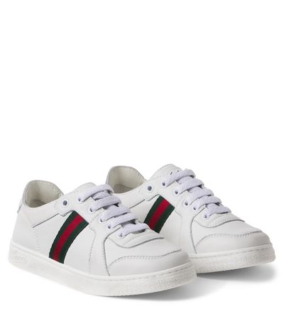 Gucci Kids Gucci Kids Web Stripe leather sneakers