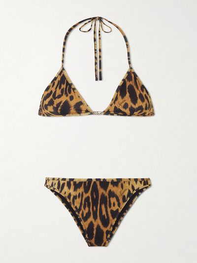 GUCCI Leopard-print logo-detailed bikini