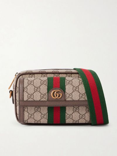 GUCCI Ophidia mini leather-trimmed printed coated-canvas messenger bag