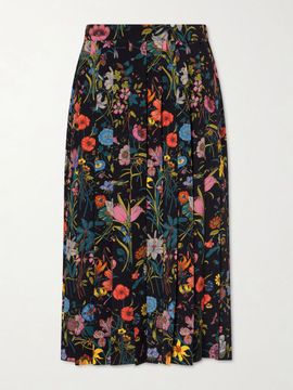 GUCCI Pleated printed silk skirt