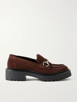 GUCCI Rhody Horsebit-detailed suede loafers