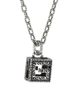 Gucci Sterling Silver YB130 G Cube Pendant Necklace