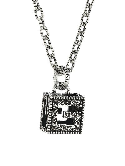 Gucci Sterling Silver YB130 G Cube Pendant Necklace