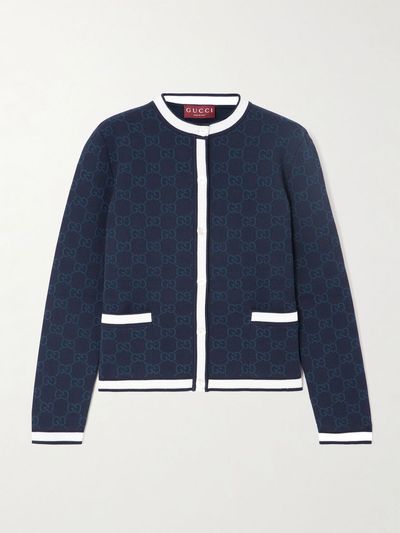 GUCCI Striped jacquard-knit cotton cardigan