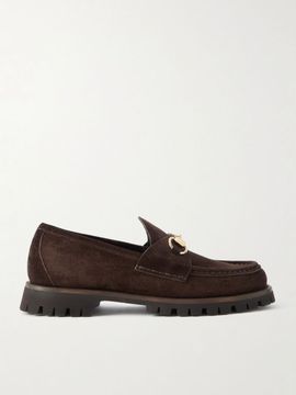 GUCCI Sylke horsebit-detailed suede loafers