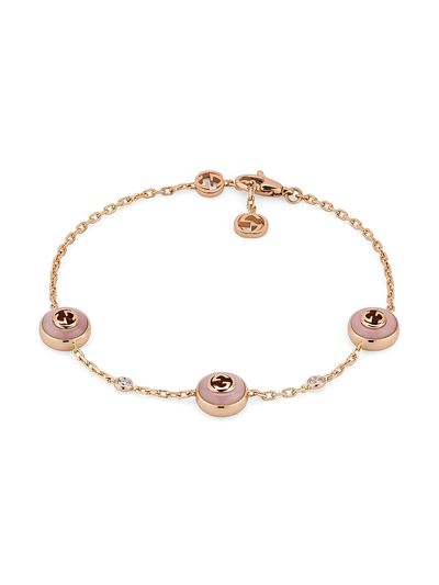 Gucci Women's 18K Rose Gold & 0.05 TCW Diamond Logo Charm Bracelet