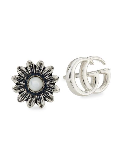 Gucci Women's GG Marmont Flower Sterling Silver & Pearl Stud Earrings
